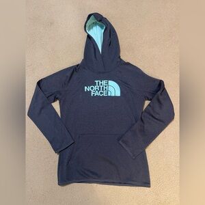 The North Face Gray Hoodie with Blue Logo